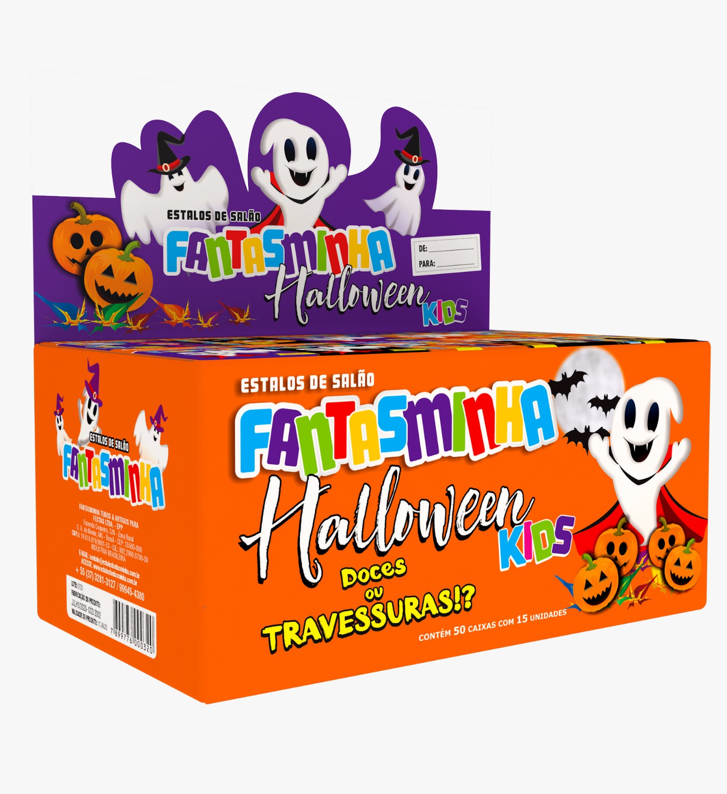 Estalos 50x15 Unidades - Fantasminha Kids Halloween
