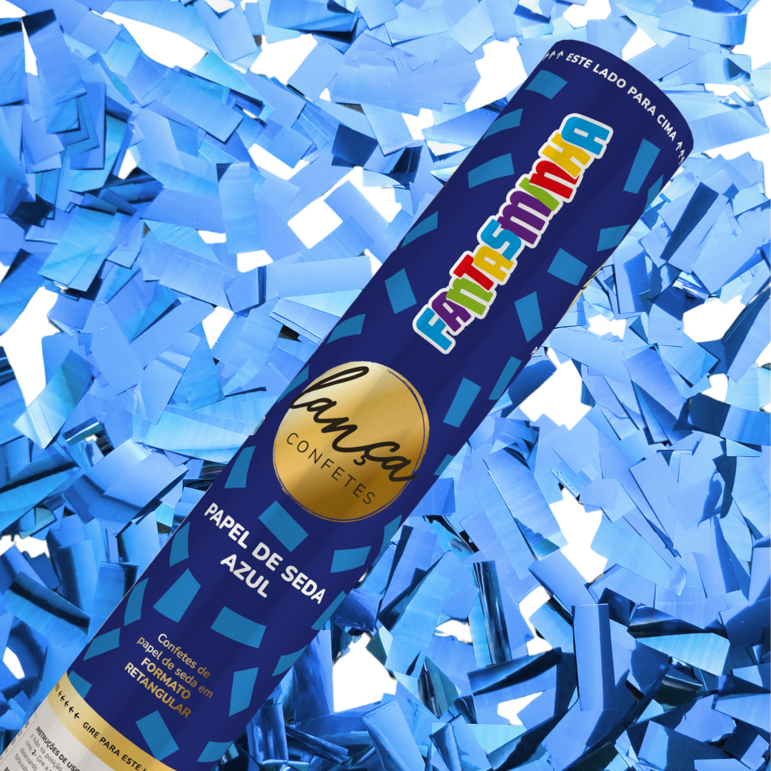 LANÇA CONFETE PAPEL SEDA AZUL - 30CM